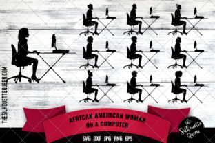 Black Woman on a Computer SVG for Creative and Business Use