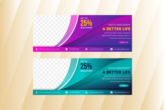 Blue Purple Health Horizontal Banner: A Modern Design for Health Management