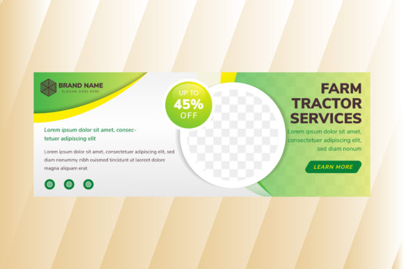 Farm Tractor Horizontal Banner Green
