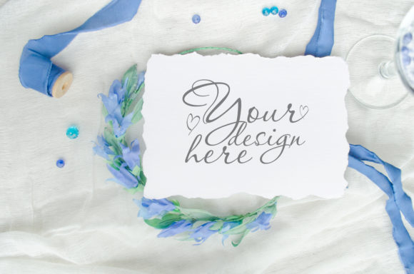 Wedding Card Mock Up with Blue Flowers: A Stylish and Practical Design Solution